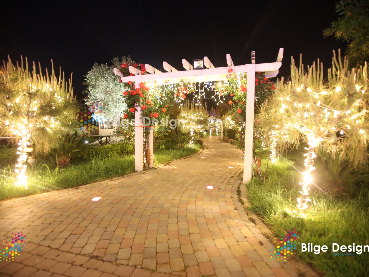 Bakraç Beach Club - Fethiye - Muğla - Giriş Dış Mekan Saçak ve Ağaç Eklemeli İp Led Işık Süslemesi